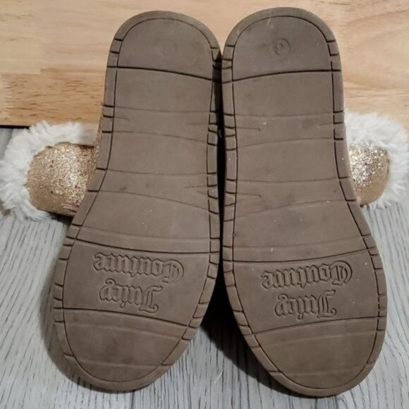 Juicy Couture Boots Bling Glitter Winter Snow Furry Gold Pink Big Girls SIZE 3 - Picture 12 of 16